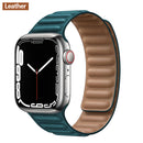 Leather Link For Apple Watch Band 44mm 40mm 41mm 45mm 42mm 38mm Original Magnetic Loop bracelet iWatch Series 3 5 4 SE 6 7 Strap
