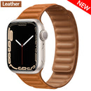 Leather Link For Apple Watch Band 44mm 40mm 41mm 45mm 42mm 38mm Original Magnetic Loop bracelet iWatch Series 3 5 4 SE 6 7 Strap