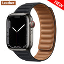 Leather Link For Apple Watch Band 44mm 40mm 41mm 45mm 42mm 38mm Original Magnetic Loop bracelet iWatch Series 3 5 4 SE 6 7 Strap