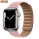 Leather Link For Apple Watch Band 44mm 40mm 41mm 45mm 42mm 38mm Original Magnetic Loop bracelet iWatch Series 3 5 4 SE 6 7 Strap