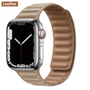 Leather Link For Apple Watch Band 44mm 40mm 41mm 45mm 42mm 38mm Original Magnetic Loop bracelet iWatch Series 3 5 4 SE 6 7 Strap