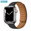 Leather Link For Apple Watch Band 44mm 40mm 41mm 45mm 42mm 38mm Original Magnetic Loop bracelet iWatch Series 3 5 4 SE 6 7 Strap