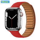Leather Link For Apple Watch Band 44mm 40mm 41mm 45mm 42mm 38mm Original Magnetic Loop bracelet iWatch Series 3 5 4 SE 6 7 Strap