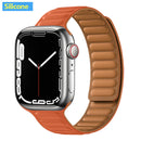Leather Link For Apple Watch Band 44mm 40mm 41mm 45mm 42mm 38mm Original Magnetic Loop bracelet iWatch Series 3 5 4 SE 6 7 Strap