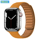 Leather Link For Apple Watch Band 44mm 40mm 41mm 45mm 42mm 38mm Original Magnetic Loop bracelet iWatch Series 3 5 4 SE 6 7 Strap