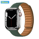 Leather Link For Apple Watch Band 44mm 40mm 41mm 45mm 42mm 38mm Original Magnetic Loop bracelet iWatch Series 3 5 4 SE 6 7 Strap