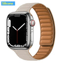 Leather Link For Apple Watch Band 44mm 40mm 41mm 45mm 42mm 38mm Original Magnetic Loop bracelet iWatch Series 3 5 4 SE 6 7 Strap