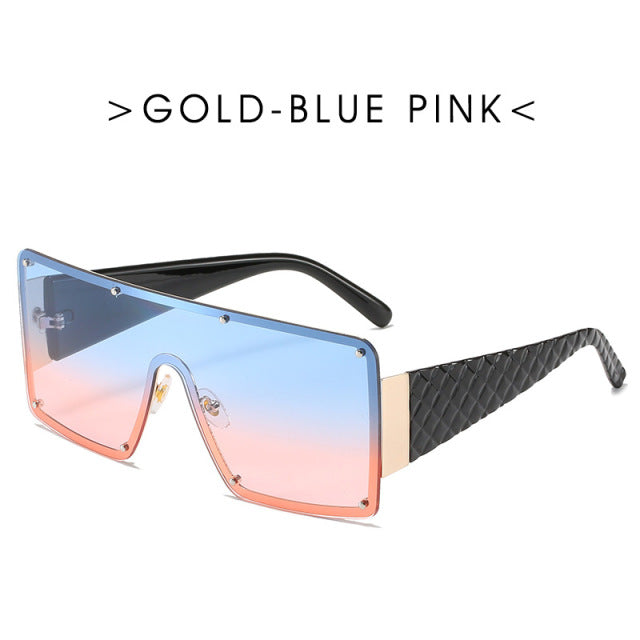 Gafas de sol cuadradas de gran tamaño para mujer 2022, gafas de sol Vintage con marco de Metal a la moda, gafas de sol para hombre, visera con degradado Retro Zonnebril Dames