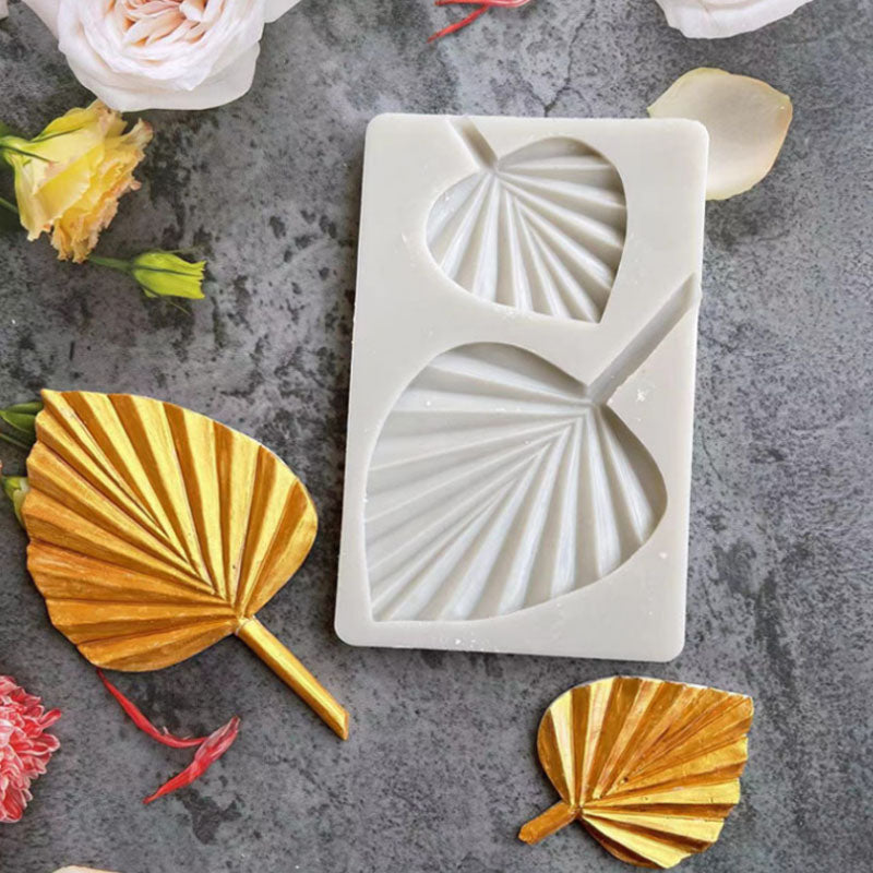 Fan Shape Silicone Mold DIY Cake Baking Decoration Gypsum Clay Chocolate Mold Cattail Leaf Fan Modeling Silicone Mold