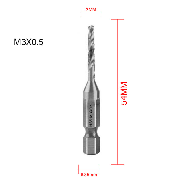 6Pcs Metric Tap Tapping Drill Bit Set Hex Shank Titanium Plated HSS Screw Bit Compound Machine Tap M3 M4 M5 M6 M8 M10 Hand Tools