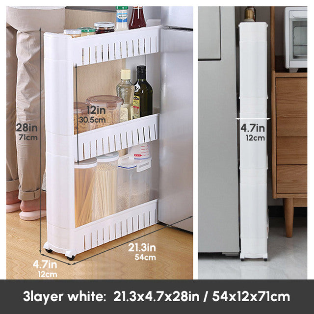 Mobile storage shelf Interspace Gap shelf kitchen storage shelf Bathroom storage rack Fridge side seam finishing rack