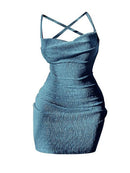 SVOKOR Women Bodycon Dress Satin Mini Dress Summer Elegant Dresses Woman Party Night Sexy Backless Slim Fit Midi