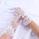 Elegant Ladies Short Lace Gloves New Sheer Fish Net Black White Prom Party Female&