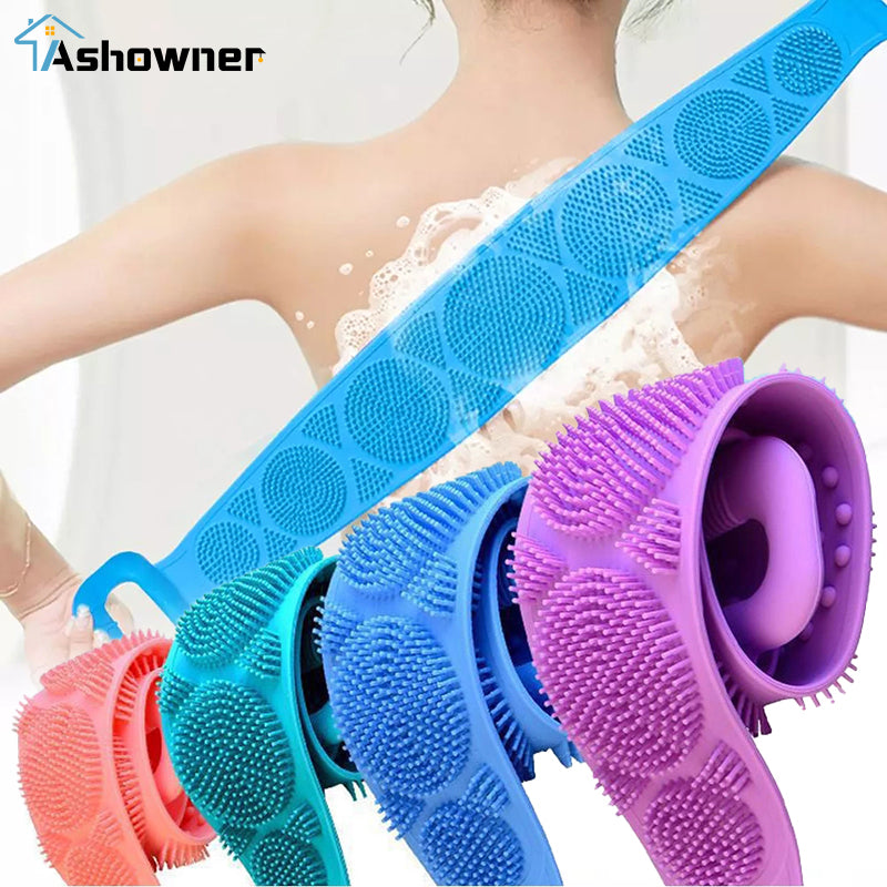 Ashowner-esponja corporal, cepillo de silicona, Toalla de baño, Gel de baño, cepillo de limpieza para la piel, masaje, baño, exfoliante, cepillo de limpieza de la piel