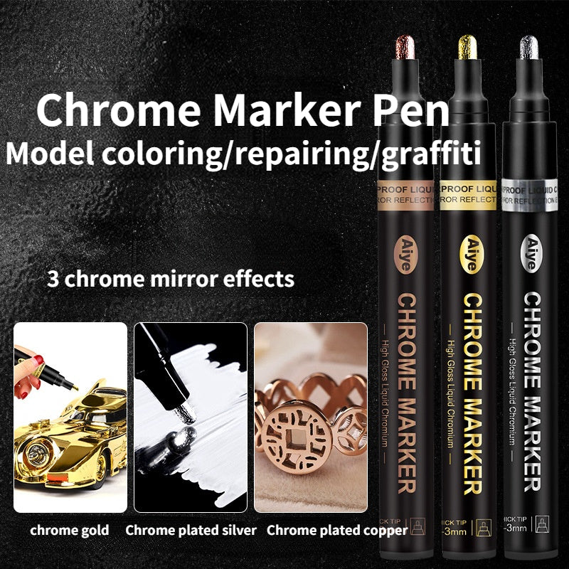 Mirror Pen Reflective Paint Metal Chrome-plated Silver Marker DIY Liquid Signature Model High-gloss Electroplating