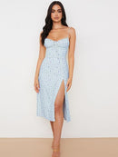 Chicology 2022 verano mujeres vestido pequeño Floral abertura lateral Sexy Sling francés Delgado ligero transpirable sin mangas vestidos de Festival