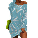 Women Dress Letters Print Hip Hop Long T Shirt Loose Casual Streetwear Long Sleeve O Neck Dress for Party Plus Size вечернее