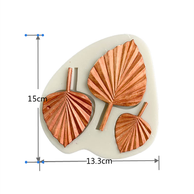 Molde de silicona con forma de abanico, decoración para hornear pasteles DIY, molde de arcilla de yeso para Chocolate, molde de silicona para modelado de ventilador de hoja de totora