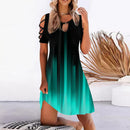 Women Floral Print Party Dresses Sexy Summer Short Sleeve O-Neck Mini Dress For Ladies 2022 Hollow Out Design Elegant Dress