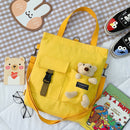 Women Backapck New Cute Bear Cartoon Canvas Bag Female Fashion Cool Girl Student School Class Shoulder Crossbody Messenger Bag
