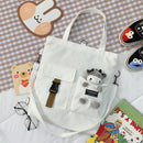 Women Backapck New Cute Bear Cartoon Canvas Bag Female Fashion Cool Girl Student School Class Shoulder Crossbody Messenger Bag