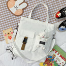 Women Backapck New Cute Bear Cartoon Canvas Bag Female Fashion Cool Girl Student School Class Shoulder Crossbody Messenger Bag