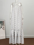 Maxivestido de verano sin mangas con cuello Halter para mujer, vestido largo de playa con volantes a la moda, vestido elegante calado para vacaciones 2022