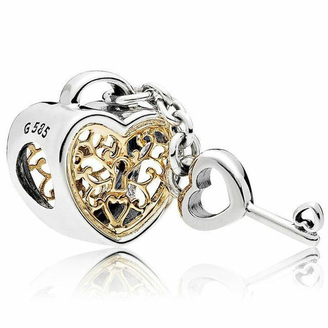 Einfacher Moment-Schlüsselring aus 925er Sterlingsilber, kleine Tasche, Herz-Charm-Halter, passend für Original-Pandora-Charm für Damen, Schmuck, Schlüsselanhänger