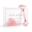 Natural Facial Massager Face Roller Gua Sha Scraper Double Heads Jade Stone Roller Skin Care Rose Quartz Massage for Face Body