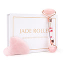Natural Facial Massager Face Roller Gua Sha Scraper Double Heads Jade Stone Roller Skin Care Rose Quartz Massage for Face Body