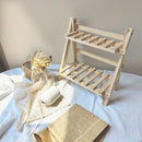 Double Layer Adjustable Wooden Bookshelf Stationery Organizer Shelves Flower Pot Rack Kitchen Cabinet Storage Holders Spice Rack