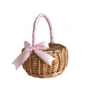 Flower Basket Woven Hand-Held Wicker Flower Pot Decorative Picnic Storage Basket Wicker Basket for Home Table Desk Decor