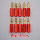10pcsAudio Speaker Screw Banana Gold Plate Plugs Connectors 4mm IN STOCK FREE SHIPPING Black Red Facotry Online Wholesale Golden