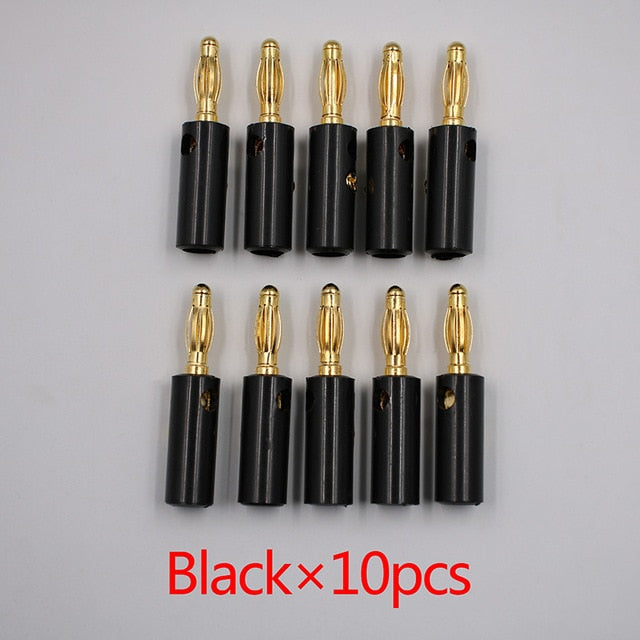 10pcsAudio Tornillo de altavoz Banana Gold Plate Plugs Conectores 4mm EN STOCK ENVÍO GRATIS Black Red Facotry Online Wholesale Golden