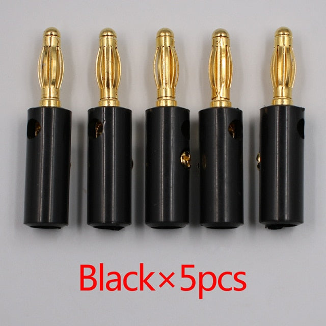 10pcsAudio Tornillo de altavoz Banana Gold Plate Plugs Conectores 4mm EN STOCK ENVÍO GRATIS Black Red Facotry Online Wholesale Golden