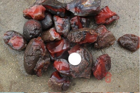 Piedra de medio nódulo de ágata marrón rojo africano Gema sin cortar en bruto 1000g