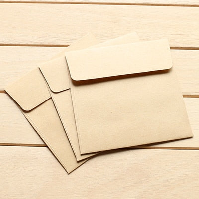 10 unids/lote 10*10 cm Kraft cuadrado Mini sobres en blanco para tarjeta de membresía/pequeña tarjeta de felicitación/sobres de papel de almacenamiento