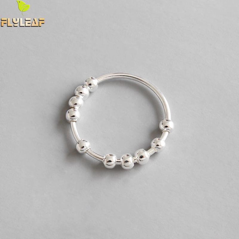 Flyleaf 100% 925 anillos abiertos con cuentas de plata esterlina para mujeres 2018 nueva tendencia INS estilo Simple señora joyería de moda