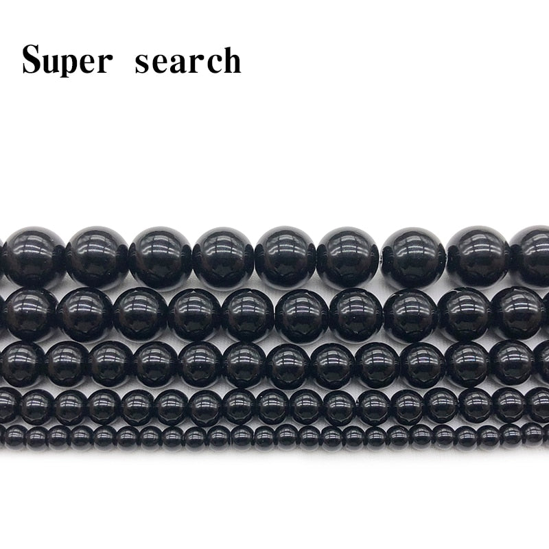 Wählen Sie Größe 4 6 8 10 12 14 mm glatte runde schwarze Agata Onyx lose Steinschmucksachen Perlen versandkostenfrei